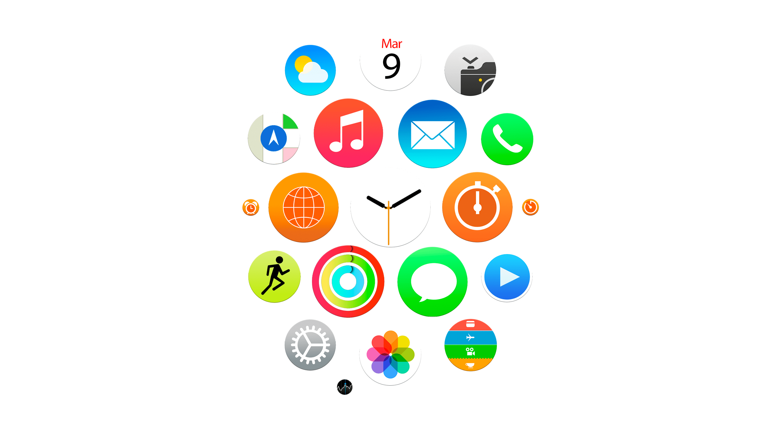 2560x1440 Apple Watch app icons wallpaper for iPhone, iPad, and desktop