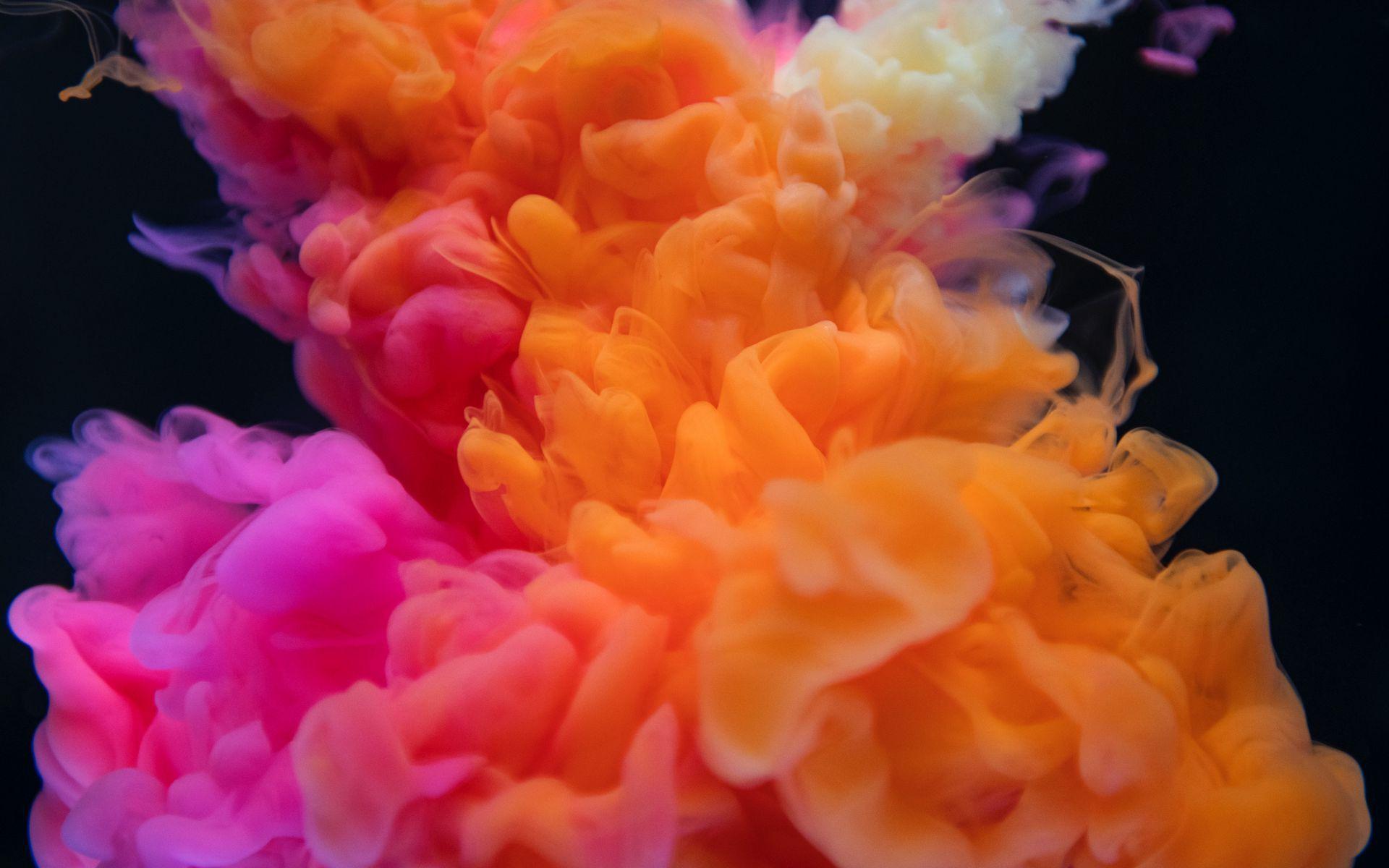 1920x1200 Download wallpaper 1920x1200 smoke, bunches, colored smoke, orange