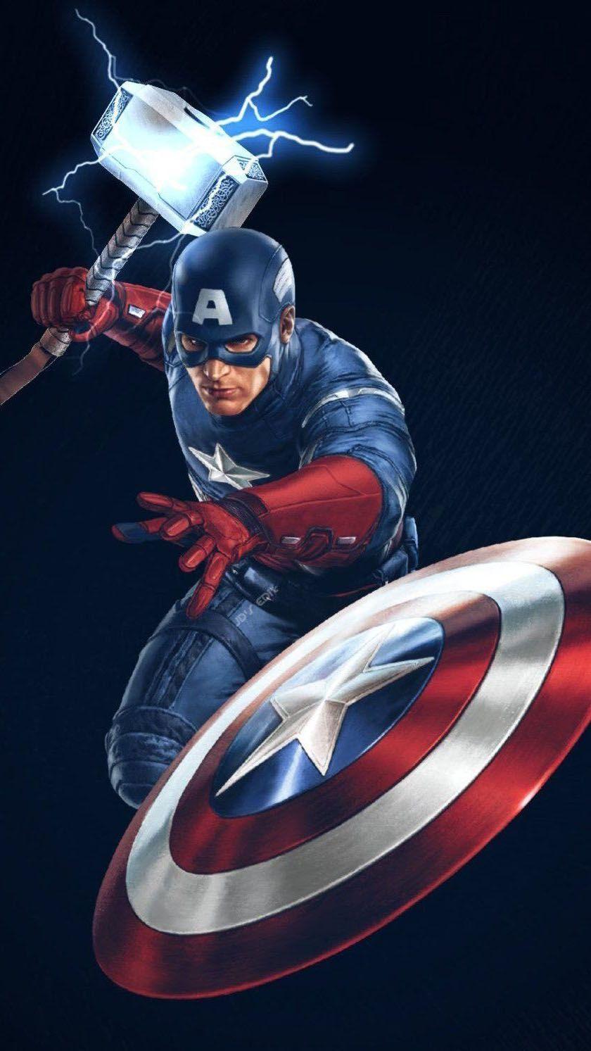 840x1493 Captain America With Thor Hammer Worthy IPhone Wallpaper