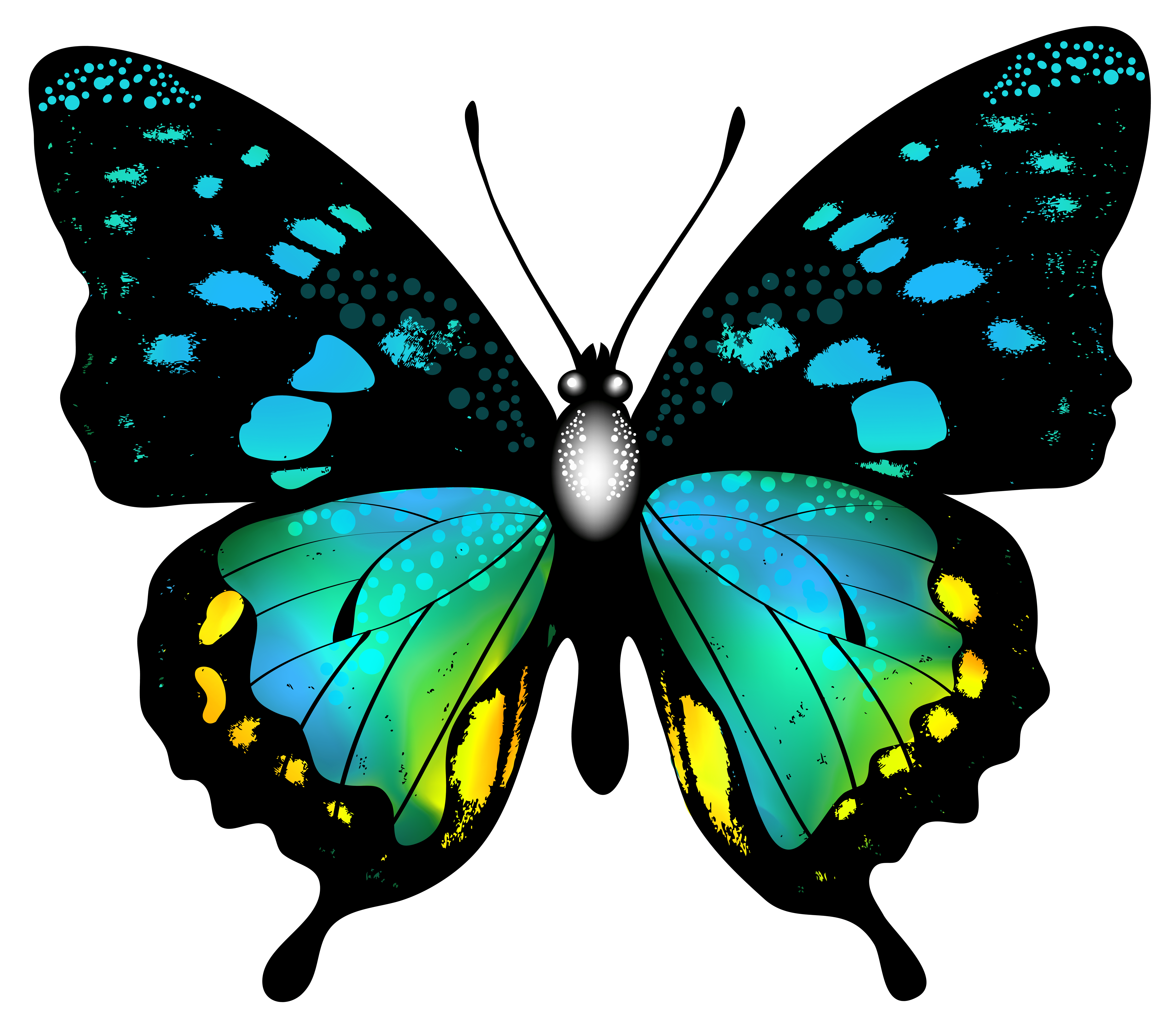 7394x6401 Download Free png Blue and Yellow Butterfly 5k Retina Ultra HD