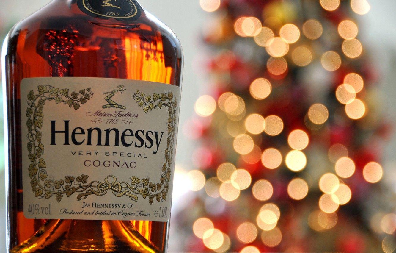 1332x850 Wallpaper lights, bottle, cognac, bokeh, label, Hennessy image