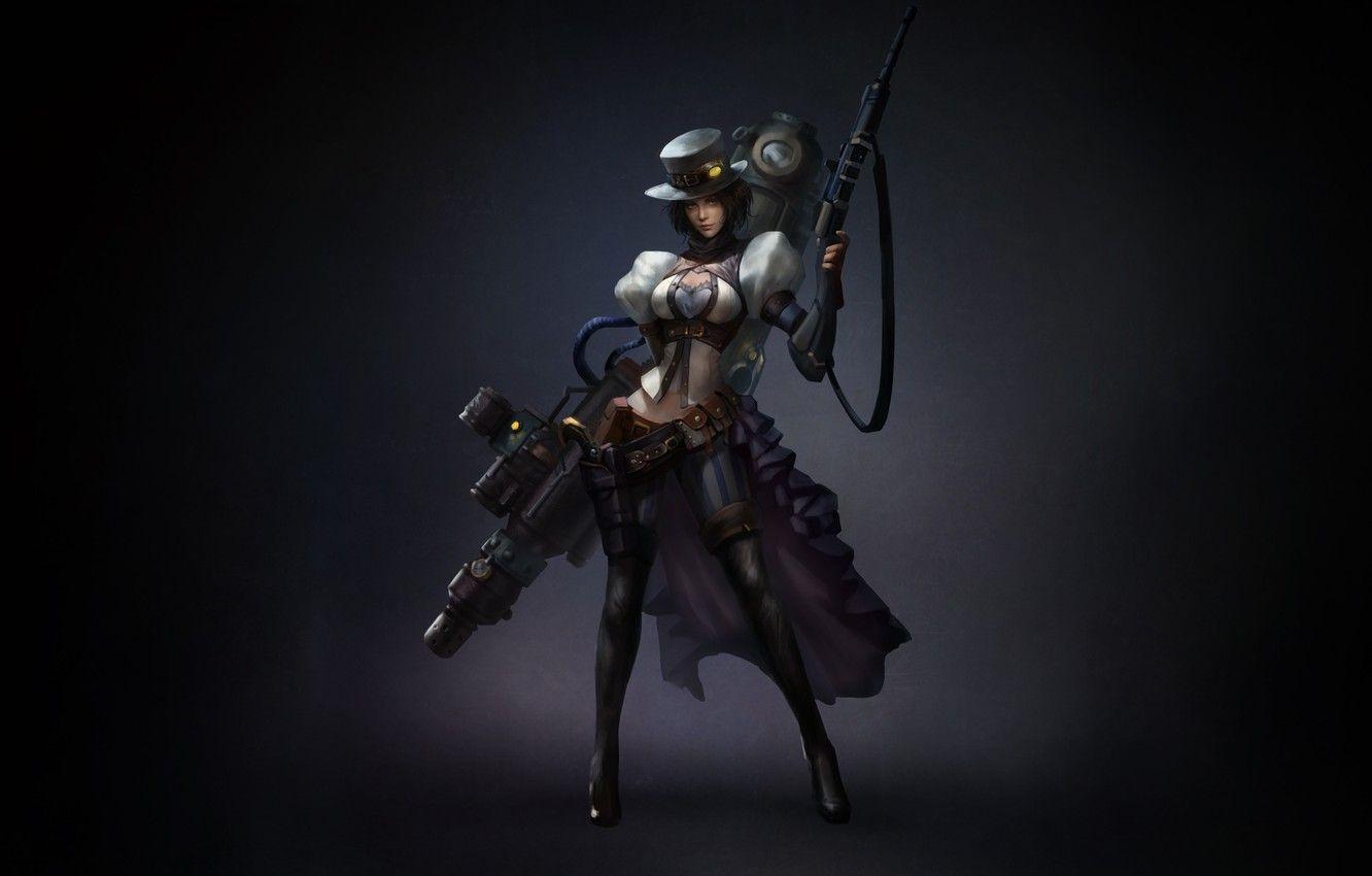 1332x850 Wallpaper Girl, Art, Style, Background, Weapon, Minimalism