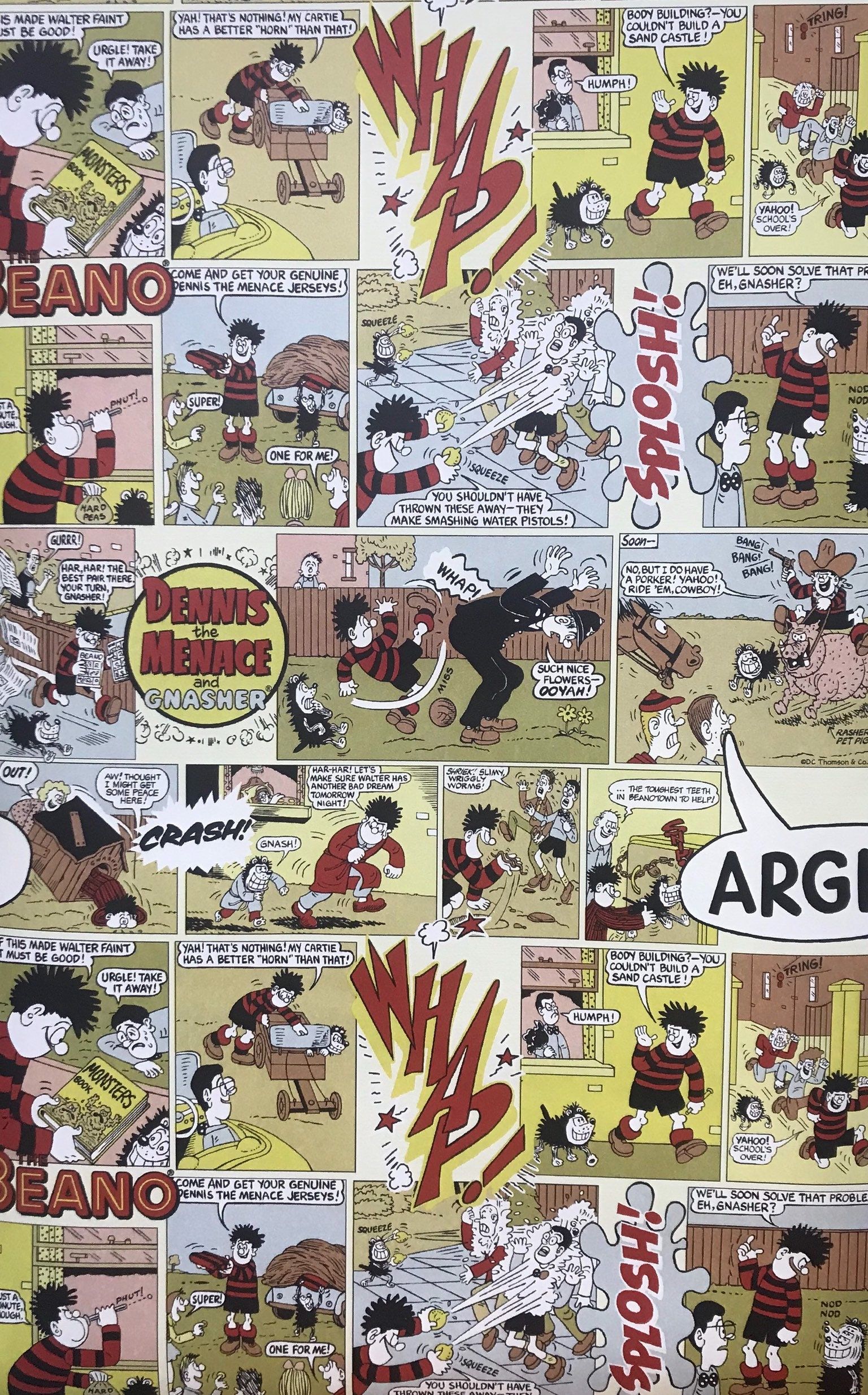 1536x2468 Full Roll Plus 3.5 Yards. Beano Dennis the Menace Gnasher Vintage Wallpaper by the Yard Wall Crafting