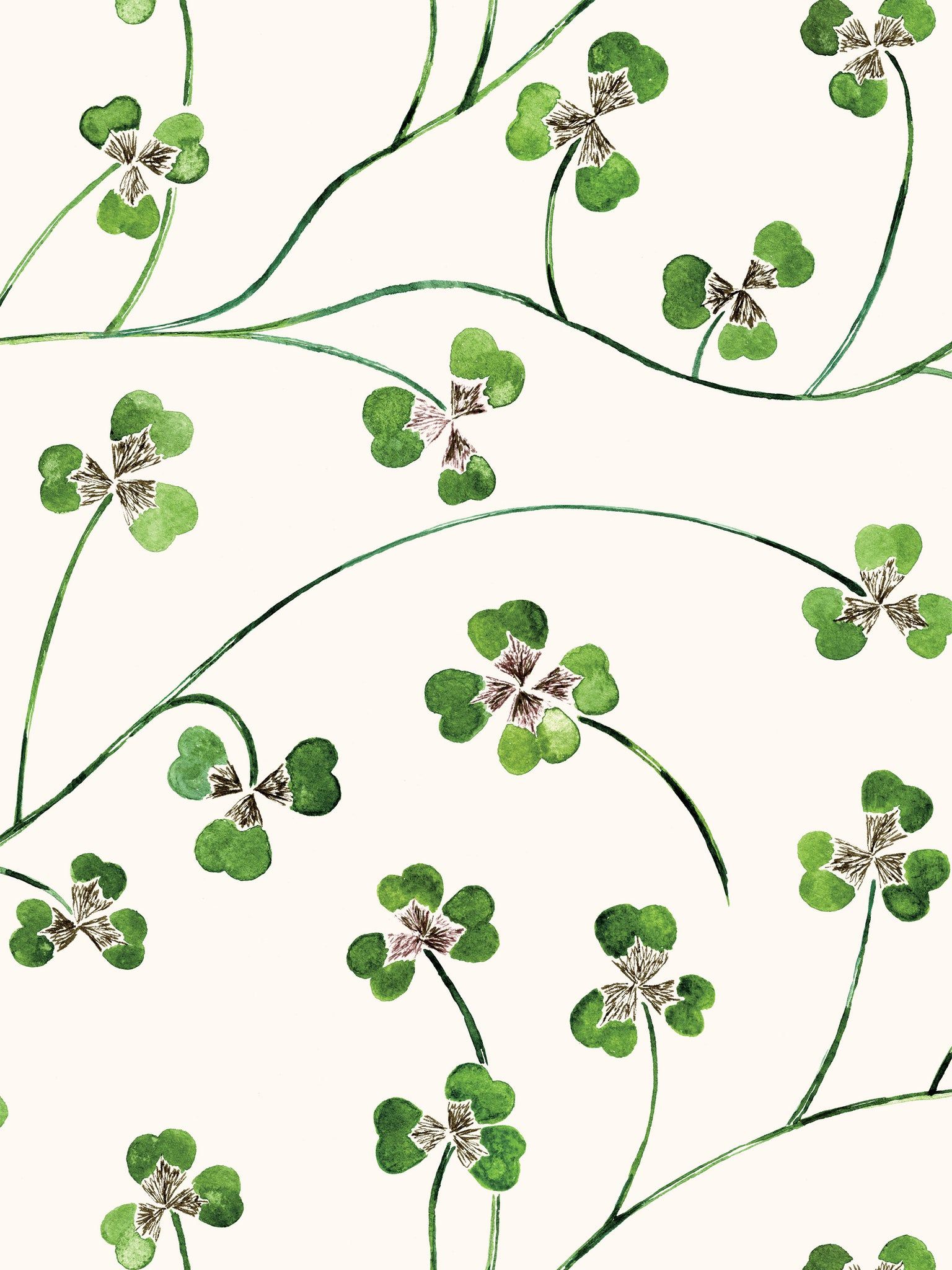 1536x2048 Lucky Leaf Clover Wallpaper by artist Kate Hawkins