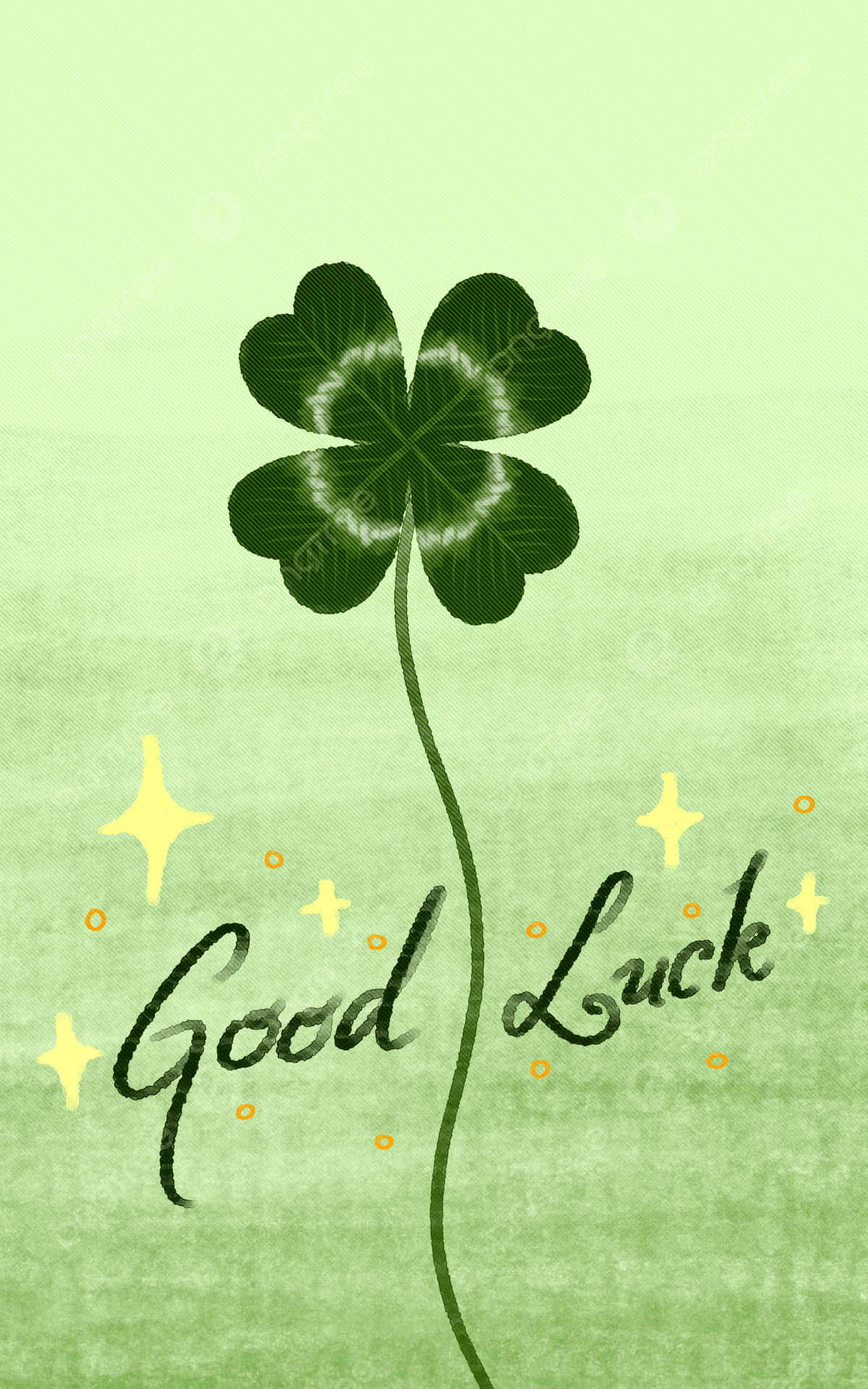 1200x1920 Green Four Leaf Clover Illustrated Symbol Of Good Luck Portrait Wallpaper Background Wallpaper Image For Free Download