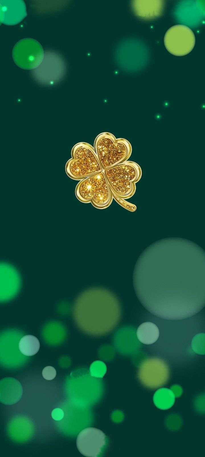 720x1600 Lucky Clover Wallpaper for Your Phone. Gold clover on green background, Green and gold decor, Lucky charm ideas