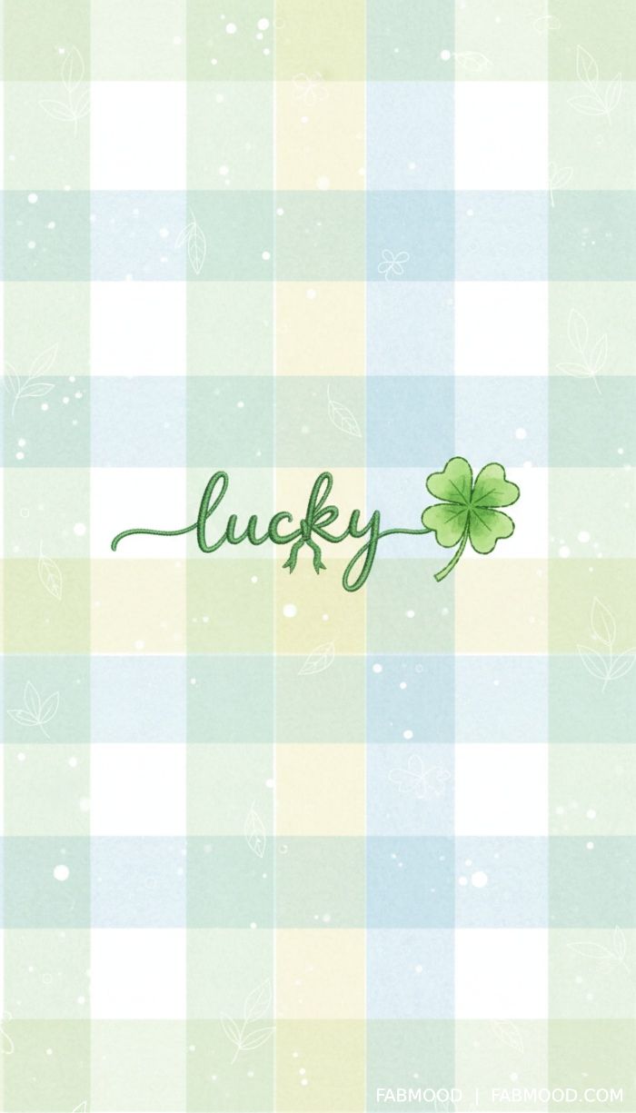700x1225 Lucky Clover St. Patrick's Aesthetic Gingham iPhone Wallpaper Background