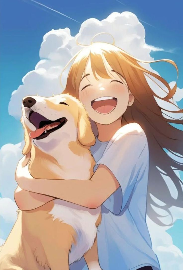 736x1083 Corgi animated. Girl and dog wallpaper, Golden retriever art blue background, Cute art