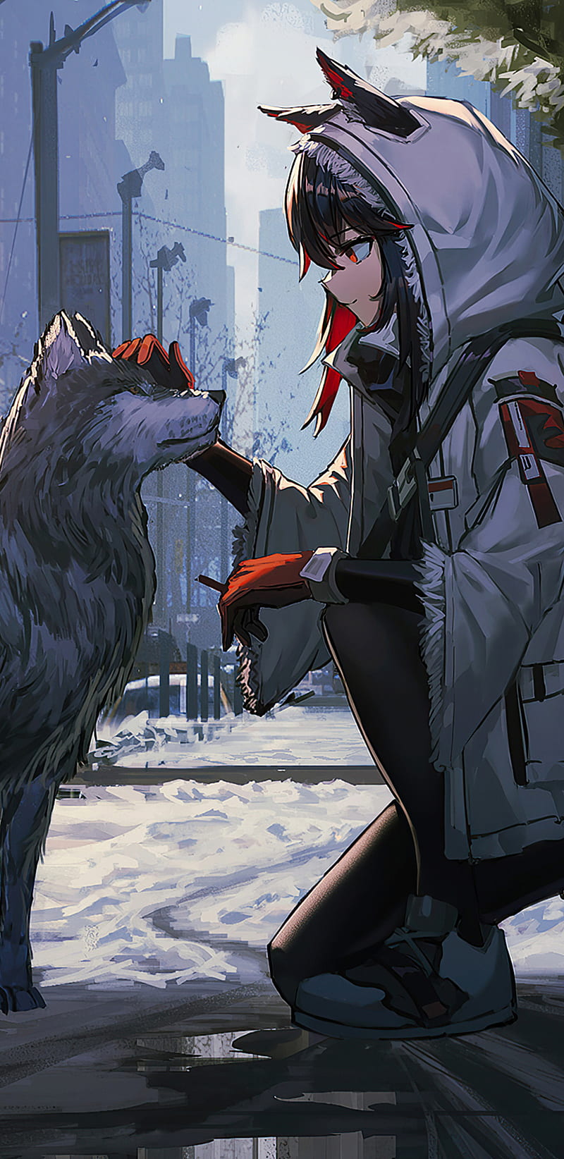 800x1644 Last days, anime, dog, girl, HD phone wallpaper