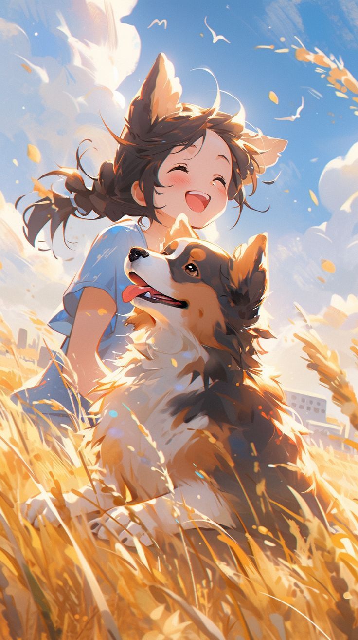 736x1313 Anime border collie wallpaper. Anime dog background, Anime with pet, Anime animals