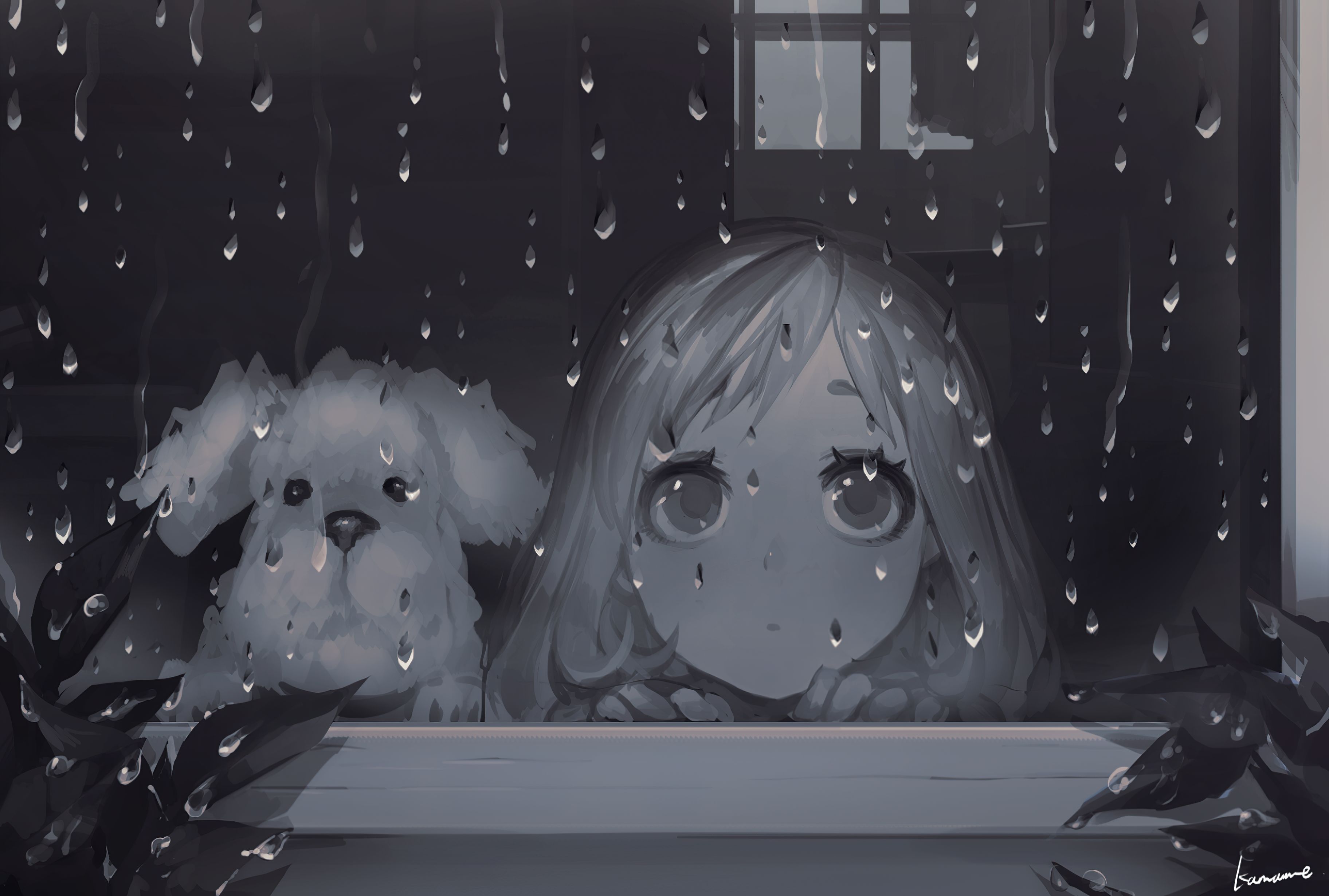 3648x2460 Phone wallpaper: Anime, Original, Dog, Grey Eyes, Grey Hair, Short Hair 888372