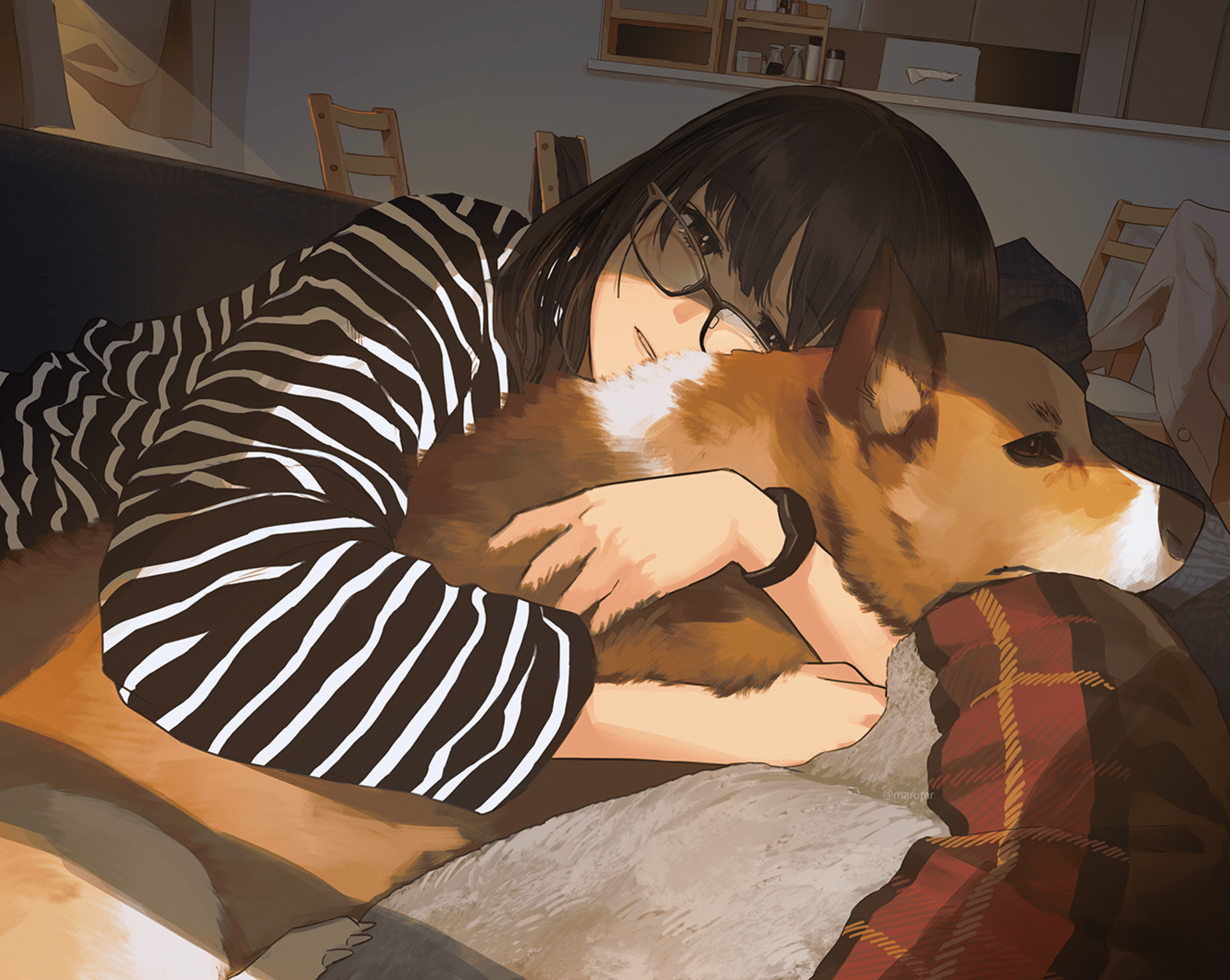 1920x1530 Download Dog Anime Girl Anime Girl HD Wallpaperx1530
