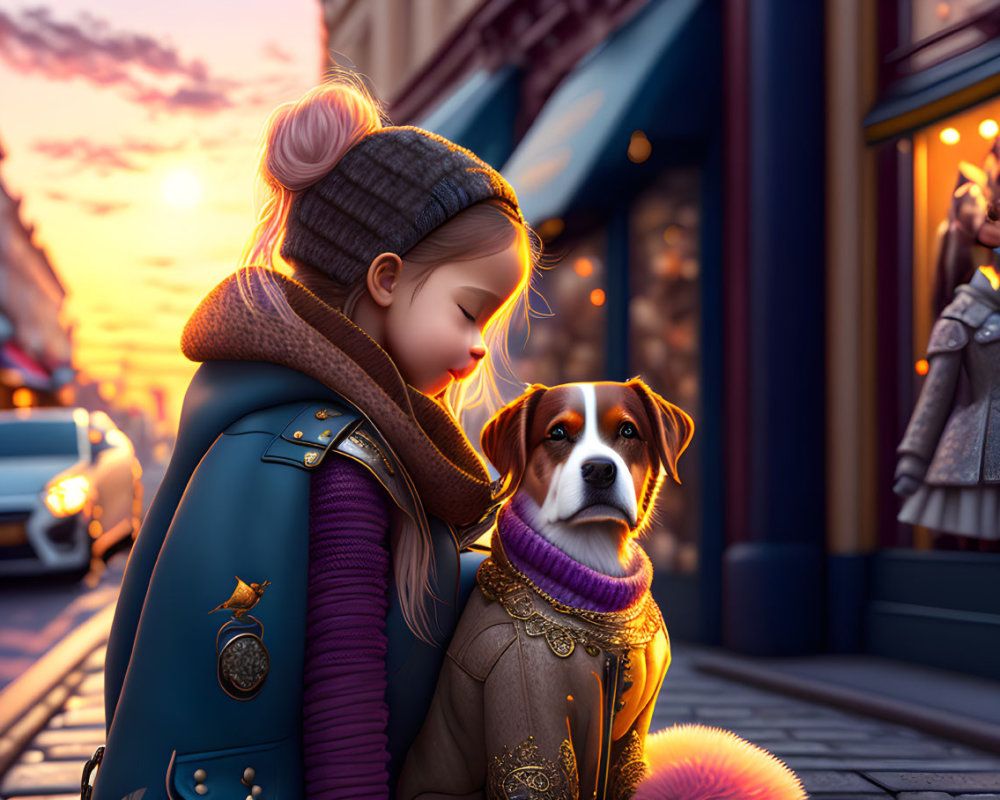 1000x800 image of A cute little puppy walking beside a anime girl. Deep Dream Generator