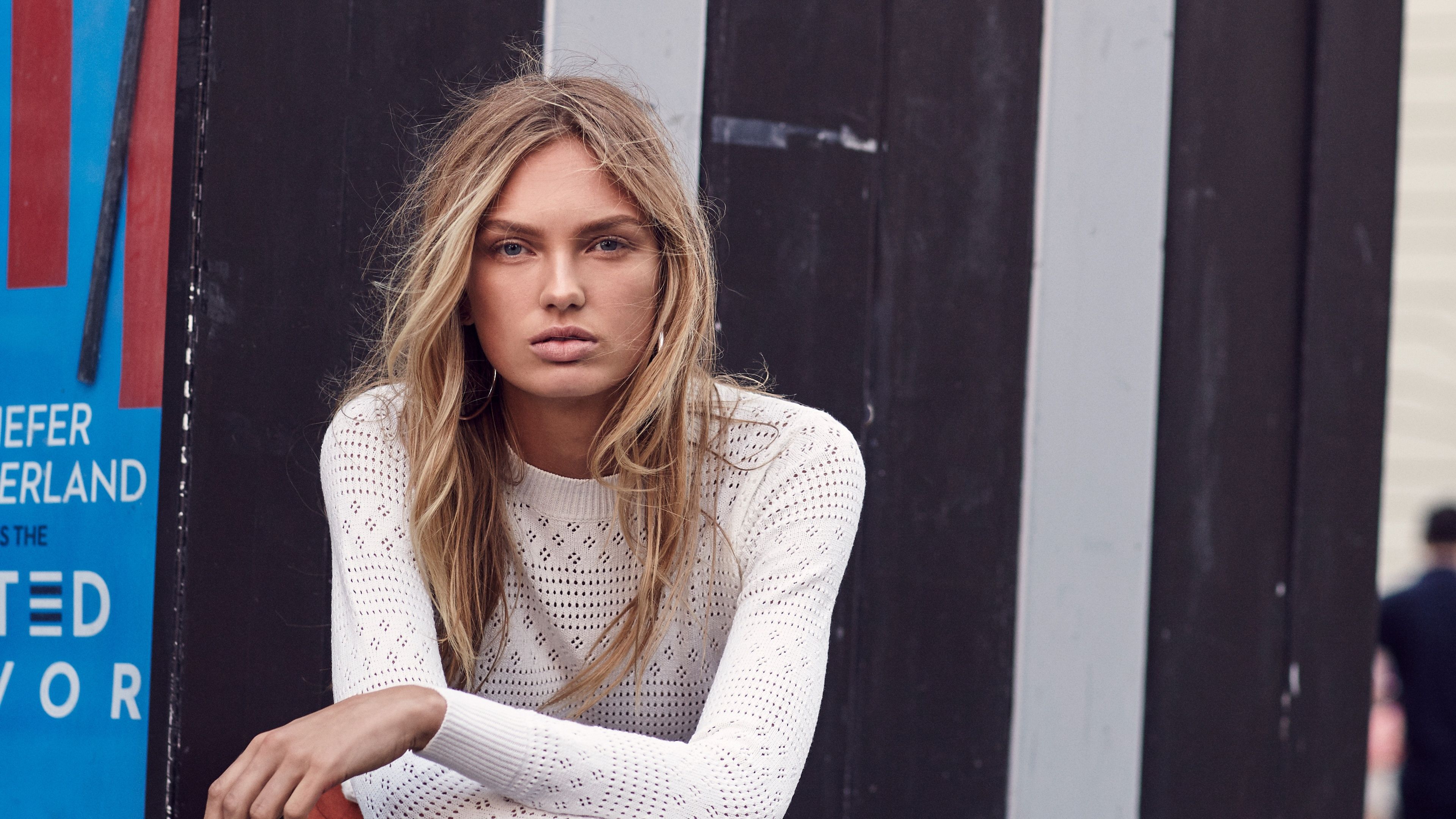 3840x2160 Wallpaper look, pose, model, portrait, blonde, Romee Strijd, Romy Strayed for mobile and desktop, section девушки, resolution 3840x2160