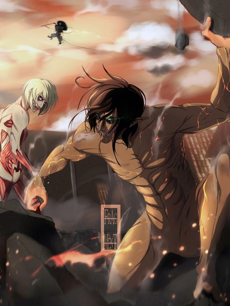 768x1024 Free download Attack On Titan Wallpaper 1080p Eren Rogue titan vs