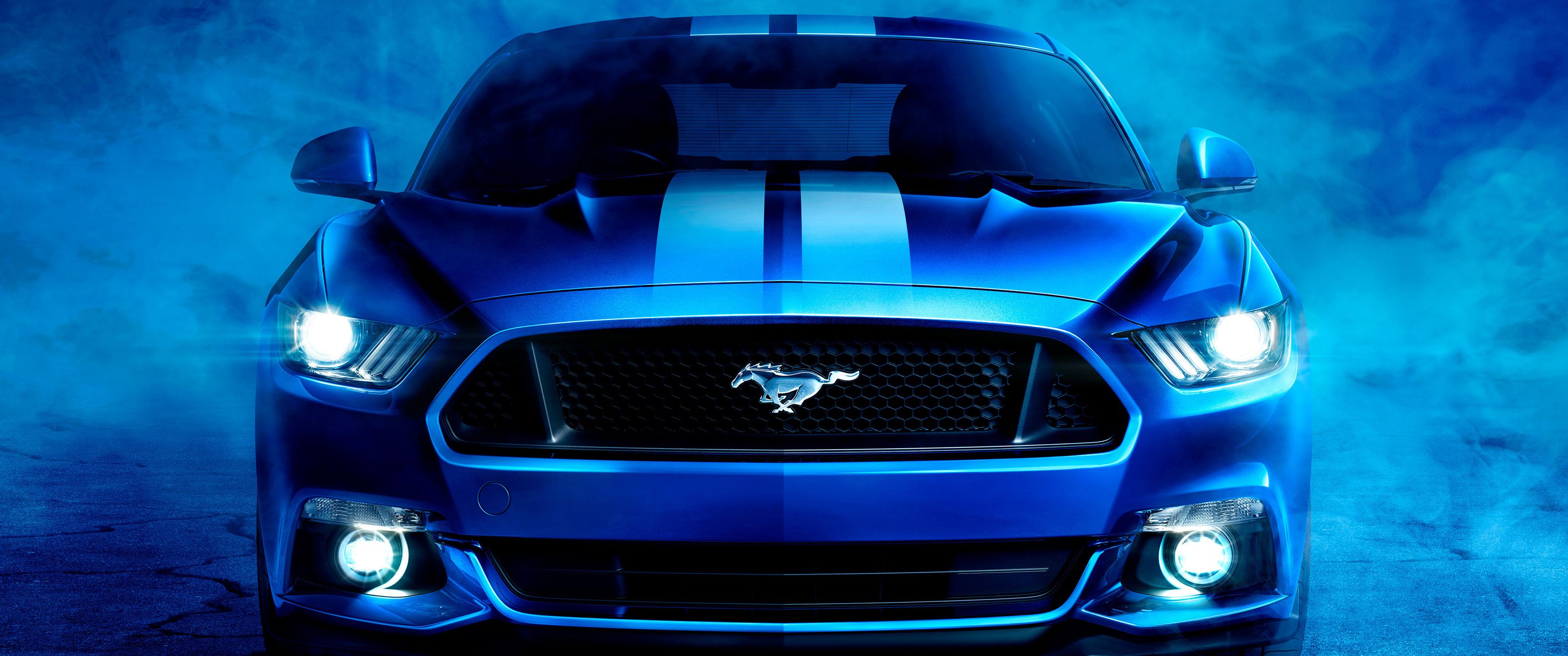 3440x1440 Download Ford Mustang Blue, Ford, Ford Mustang, Blue Wallpaper in 3440x1440 Resolution