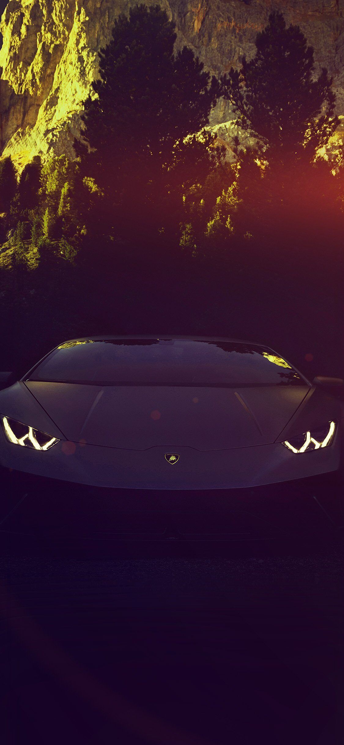 1125x2436 Car Lamborghini Dark City Art Flare iPhone Wallpaper