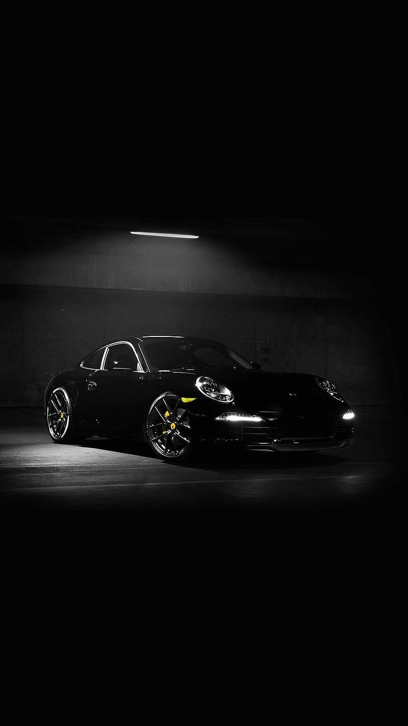 800x1422 Dark Black Car Under A Light, dark black, car, light, darkness, HD phone wallpaper