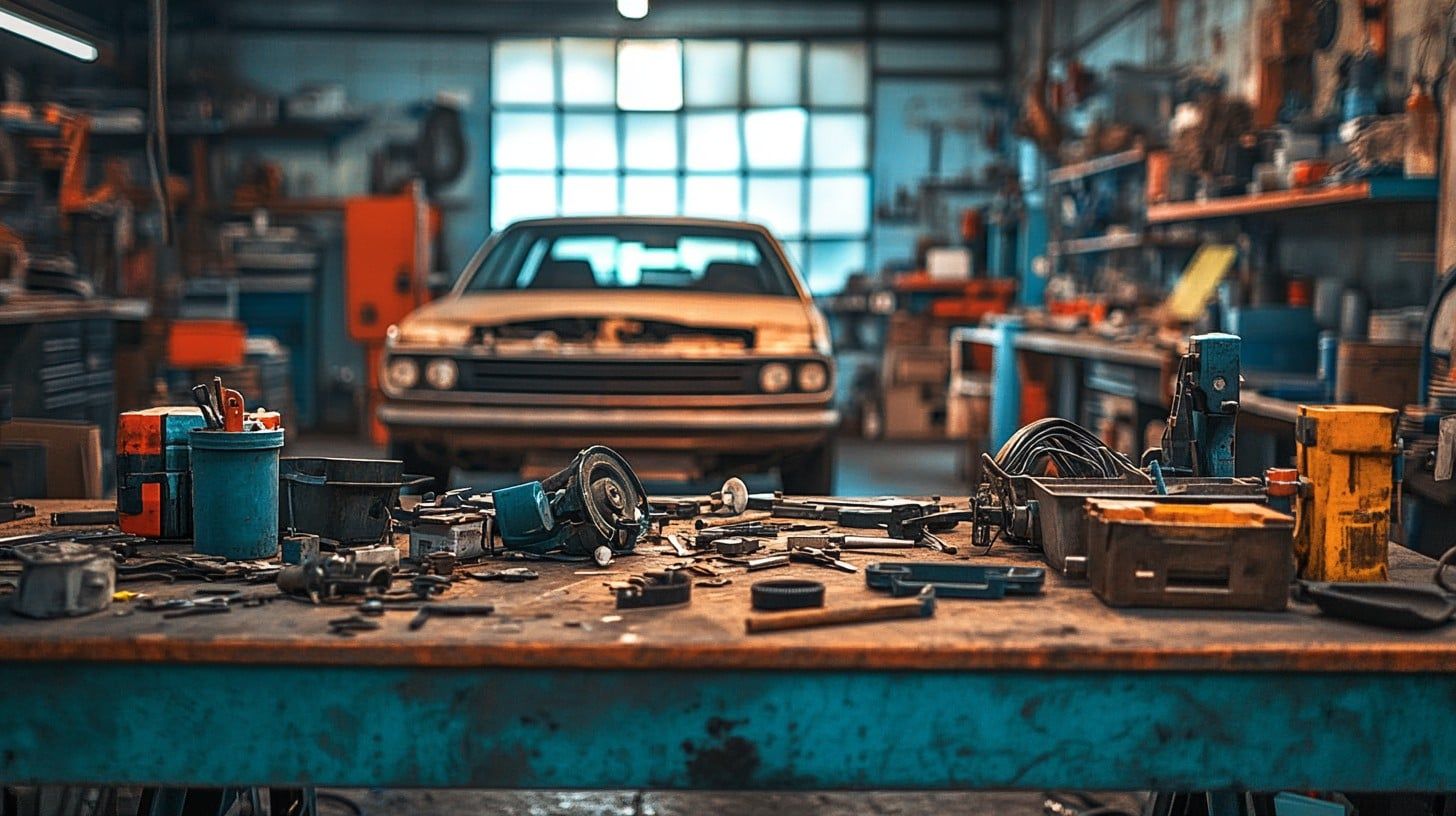 1456x816 Free Busy mechanic workshop Image, Tools, Car