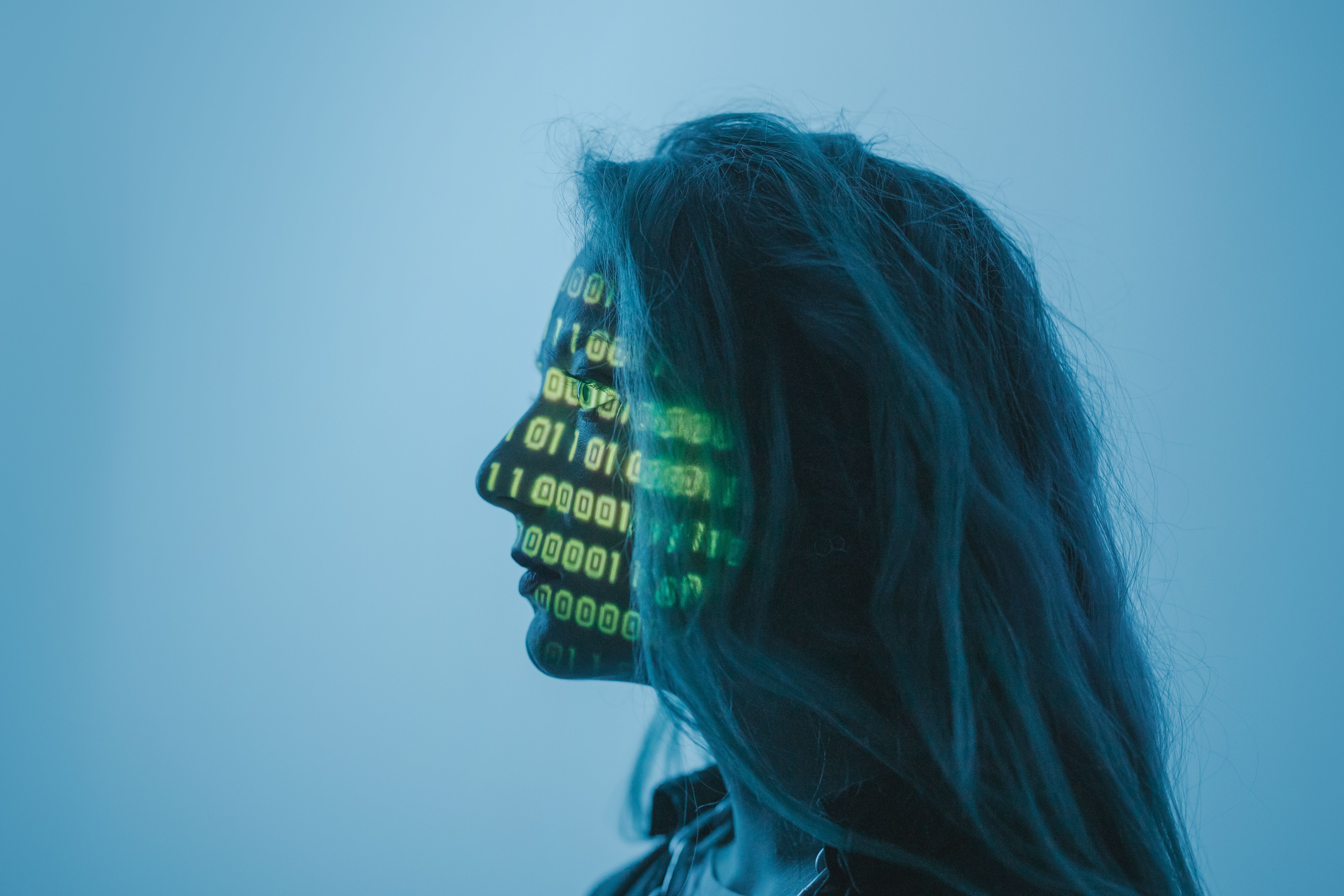 5673x3782 Code Projected Over Woman · Free