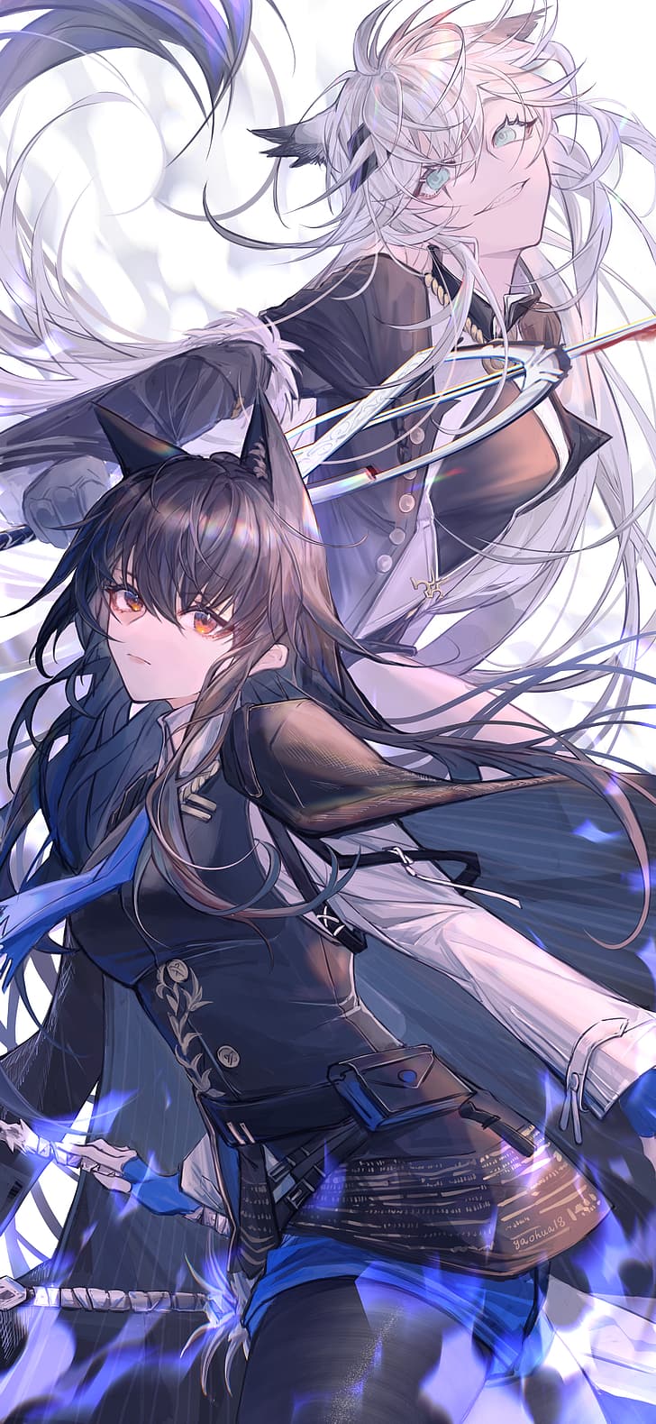 728x1579 HD wallpaper: Arknights, Lappland (Arknights), Texas (Arknights), anime girls