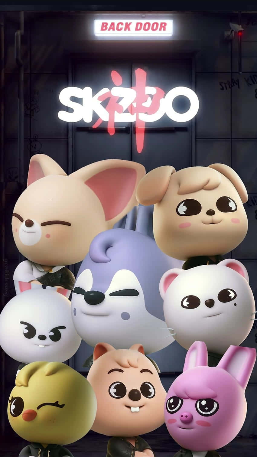 850x1511 Download Skzoo Characters Back Door Wallpaper
