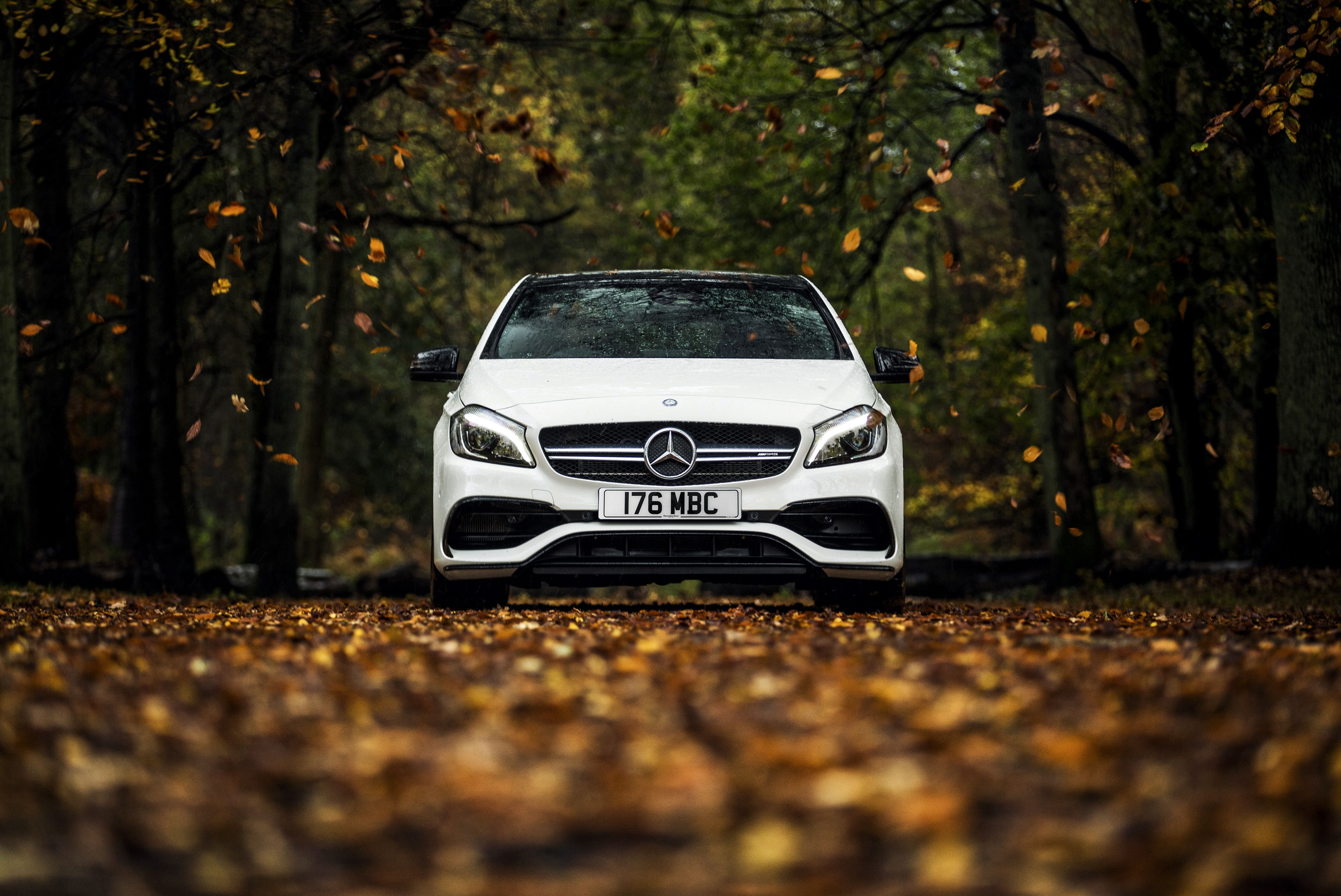 4096x2738 Wallpaper Autumn, White, Leaves, Mercedes Benz, Mercedes, AMG, AMG, A Class For Mobile And Desktop, Section Mercedes, Resolution 4096x2738