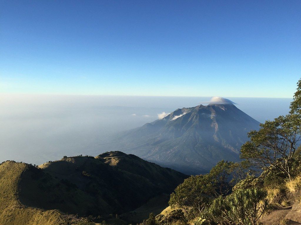 1024x768 Java Mount Merapi. View from Mount Merbabu
