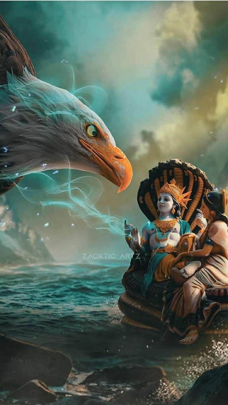 800x1422 Vishnu Bhagwan Ke, Eagle, lord, god, HD phone wallpaper