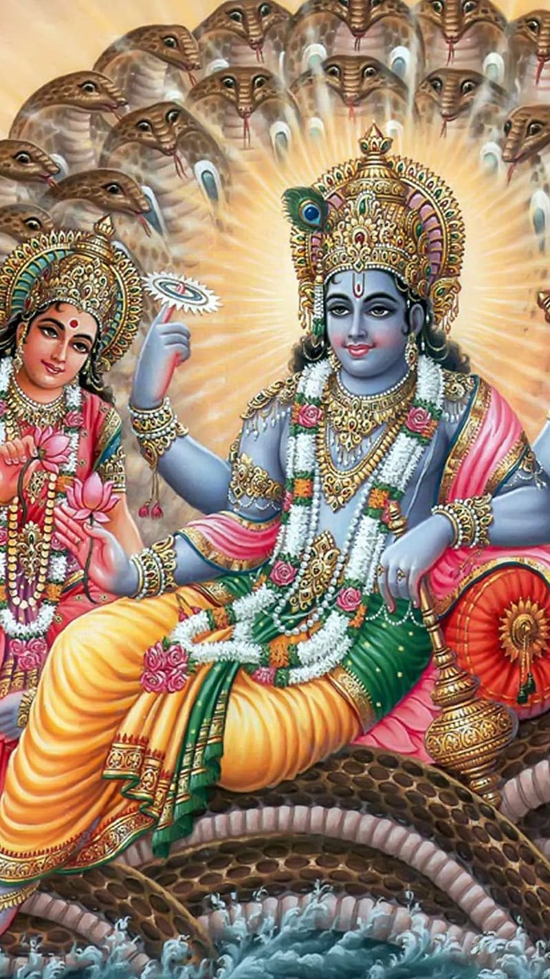 800x1422 Vishnu Bhagwan, Sitting On Sheshnag, lord, god, goddess, HD phone wallpaper