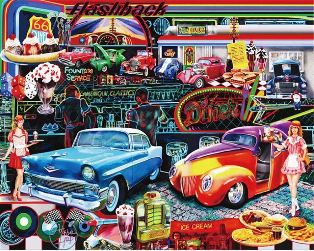 1000x800 Beibehang Custom 3D poster wallpaper retro 3D car graffiti mural