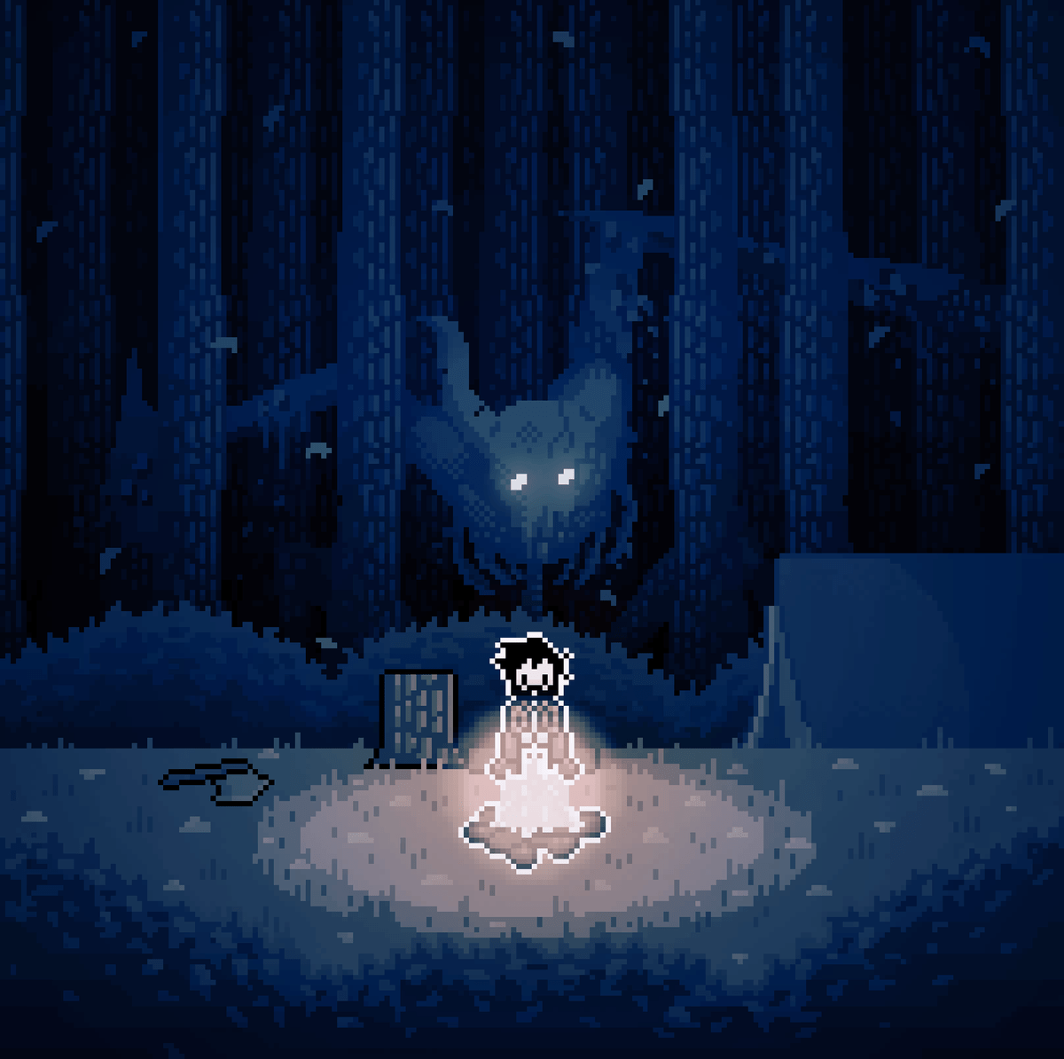 1200x1194 stream goes down while was watching. pain. here's some pixel art inspired by #Inmost which is no doubt one of the most atmospheric games ever tho!