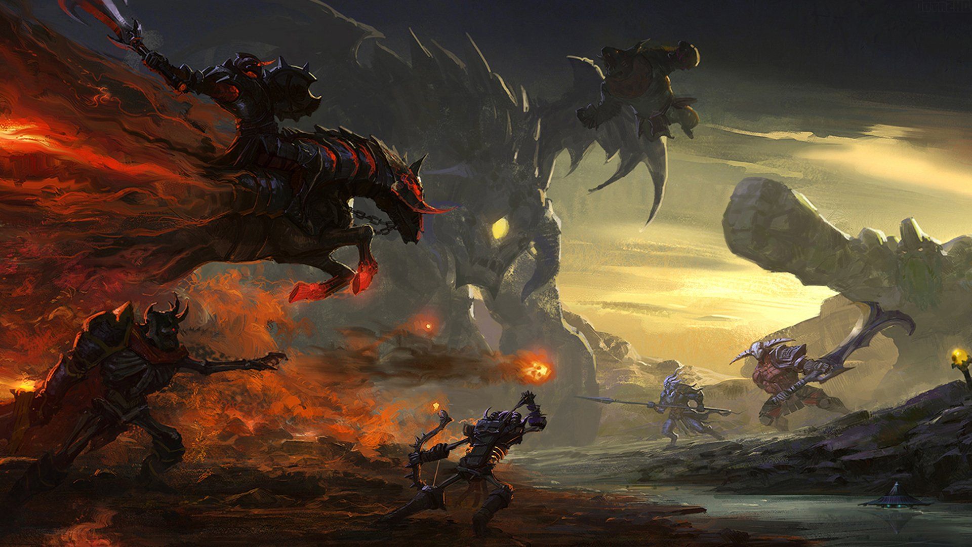 1920x1080 Dota 2 HD Wallpaper for Roshan: Wraith King, Sven, Clinkz, Tiny & Ursax1080