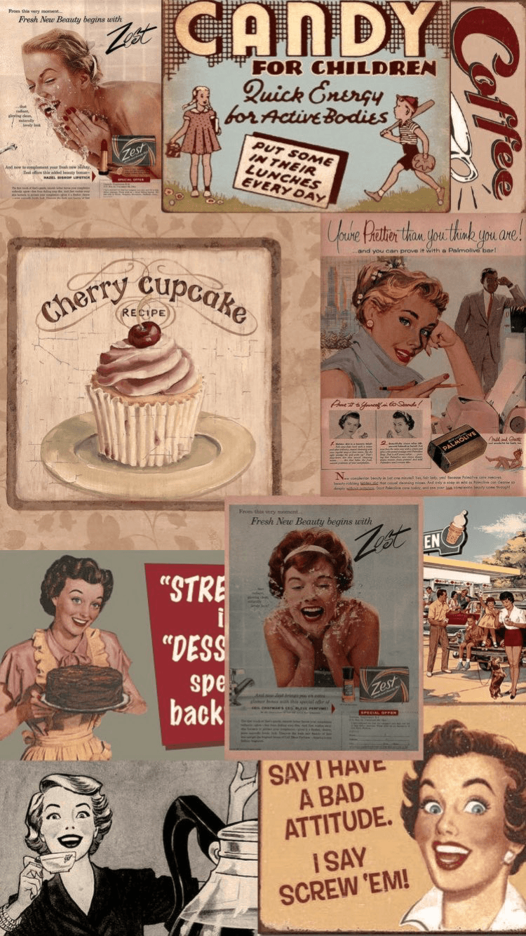 750x1334 50s Vintage Aesthetic Wallpaper