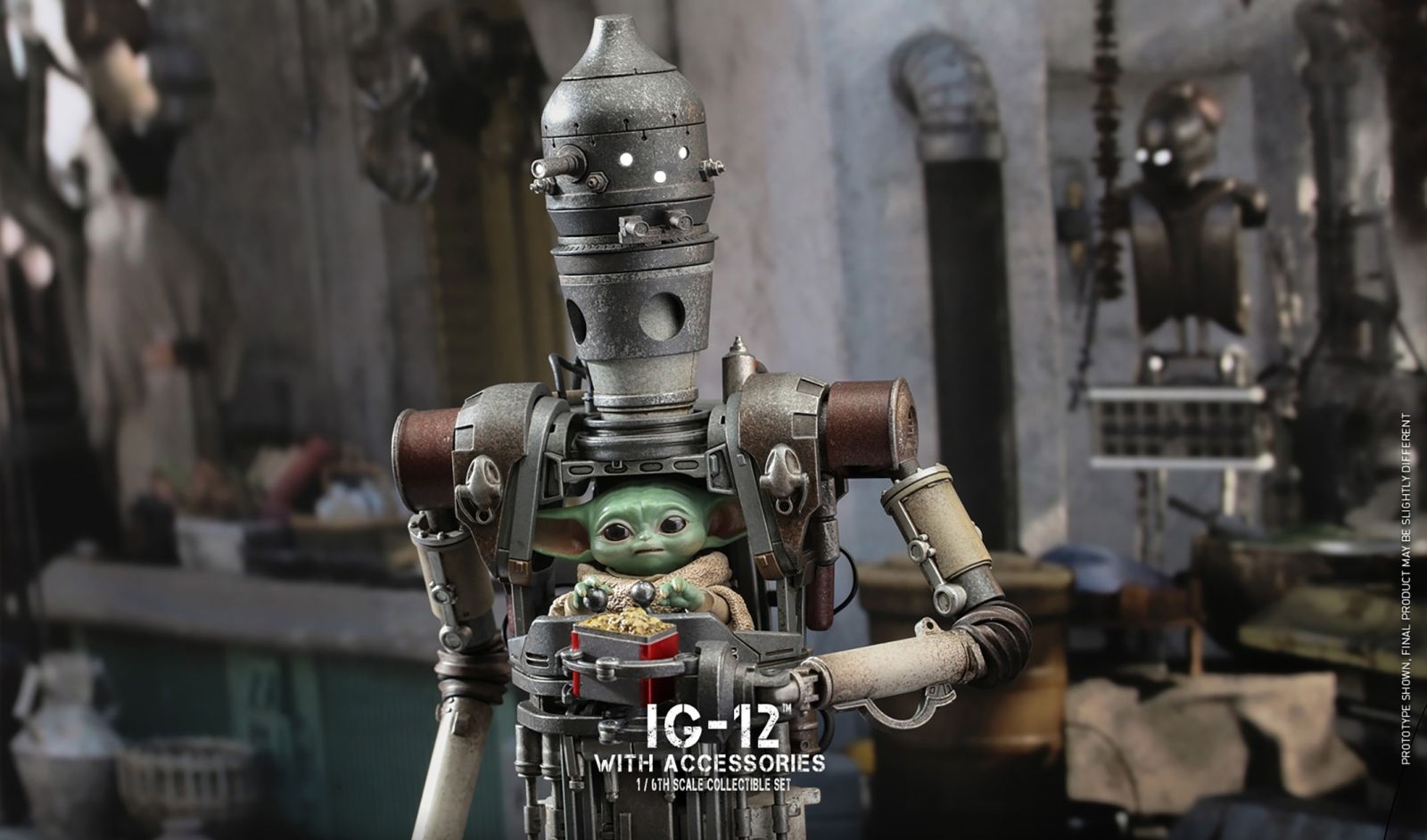 1600x942 The Mandalorian's IG 12 With Grogu Sixth Scale Figure Unveiled By Hot Toys