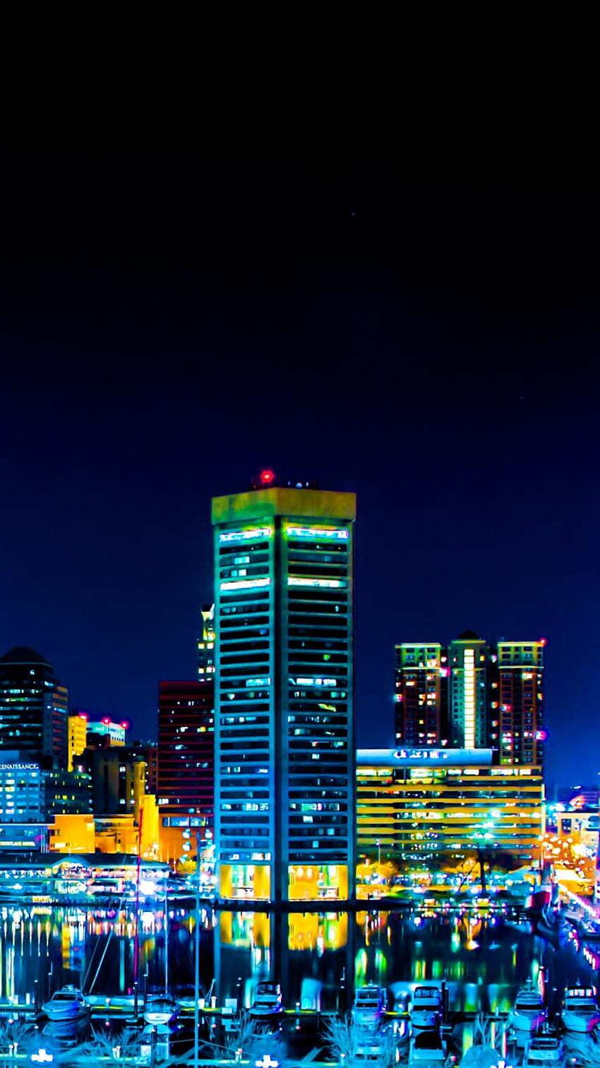 850x1512 Most Popular Neon Cityscape Baltimore City Of Wallpaper