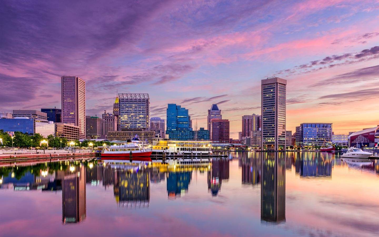 1440x900 Purple Sky In Baltimore City Of Maryland State USA United States