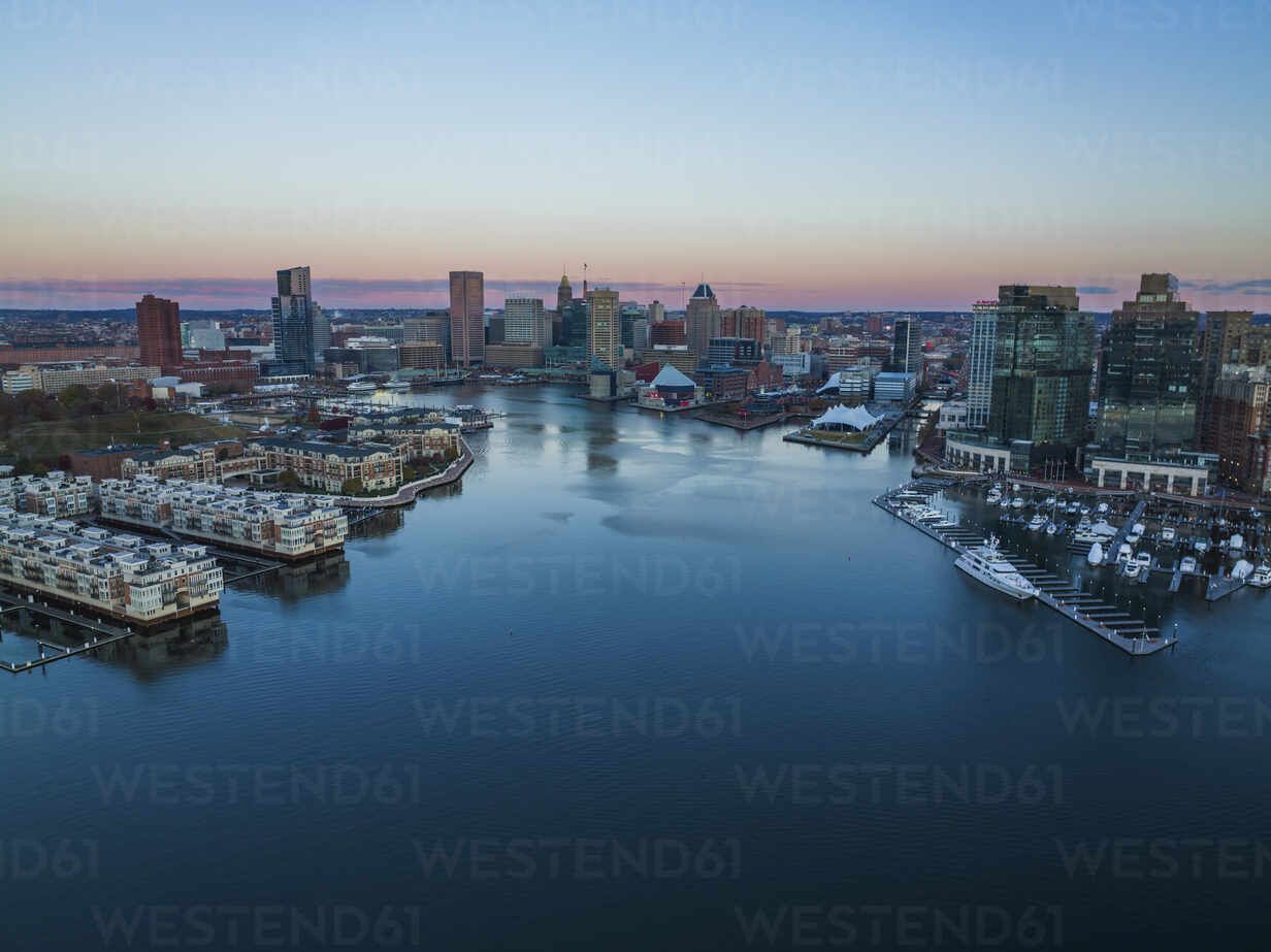 1232x923 Aerial view of downtown Baltimore with Inner Harbor and Patapsco River, Baltimore, Maryland, United States