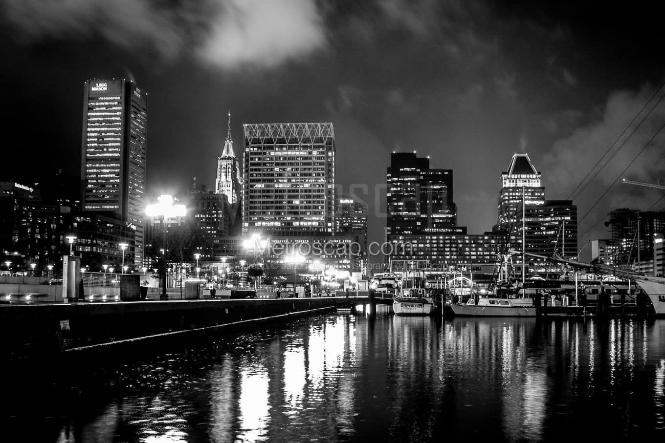 1360x907 Buy Baltimore Picture Black & White. Baltimore Skyline Inner Harbor at Night Black and White Wall Art. Baltimore Black and White Photography Online in India