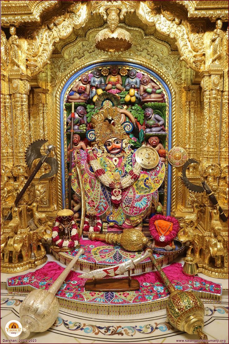 736x1103 Golden Hanuman Statue with Spoons and Other Items. Kastbhanjan dev HD wallpaper, Salangpur hanumanji hd