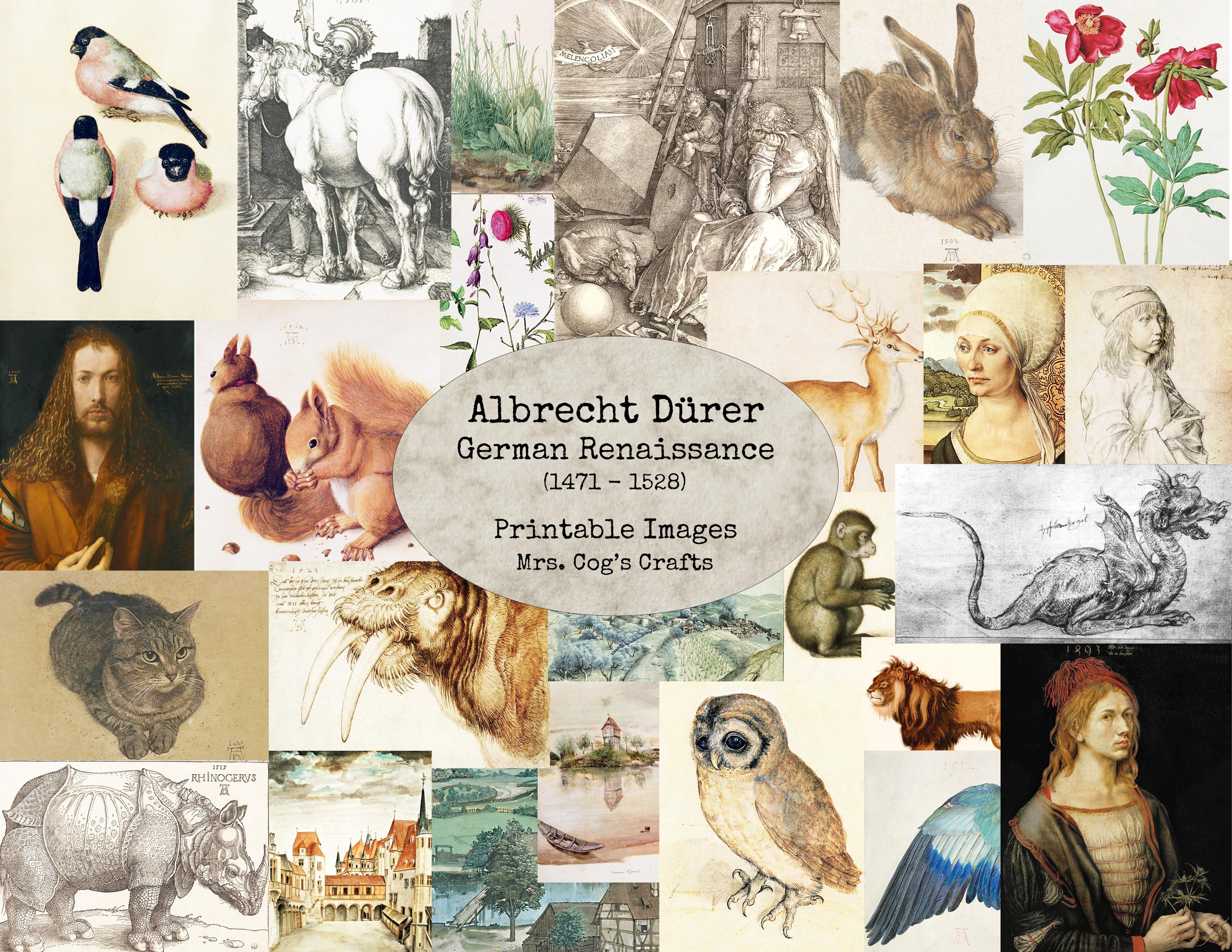 3000x2318 Albrecht Dürer Printable Image, Digital Ephemera, Vintage Art, Instant Download, Digital Paper, Digital Collage, German Renaissance