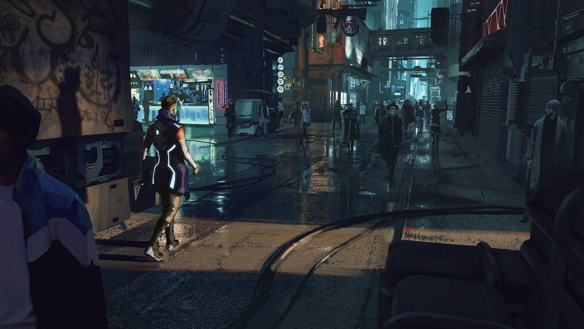 1920x1080 Cyberpunk City Streets At Night Sci Fi Wallpaper By Jedd Chevrierx1080