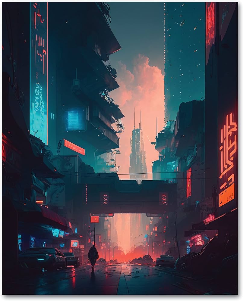 806x1000 My Vinyl Story Cyber Punk City Wall Art Print Poster Modern Wall Decor Artwork Aesthetic Decorations Prints 16x20 Inches UNFRAMED (Cyberpunk 10): Posters & Prints