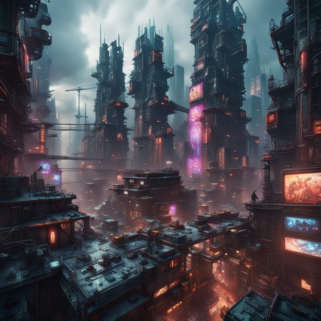 1024x1024 a cyber punk city Cyberpunk City in Detailed
