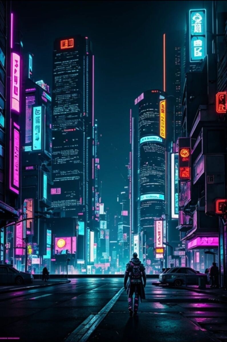 795x1200 Cyberpunk City iPhone Wallpaper