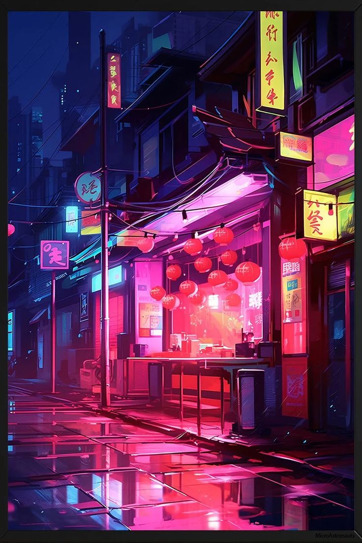 736x1104 Cyberpunk Ramen Shop Print Cyber Punk Wall Art Red Lantern Poster Futuristic Decor Anime Canvas Sci Fi Wall Hanger Gift for Her Living Room