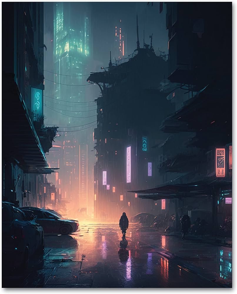 806x1000 My Vinyl Story Cyber Punk City Wall Art Print Poster Modern Wall Decor Artwork Aesthetic Decorations Prints 16x20 Inches UNFRAMED (Cyberpunk 6): Posters & Prints
