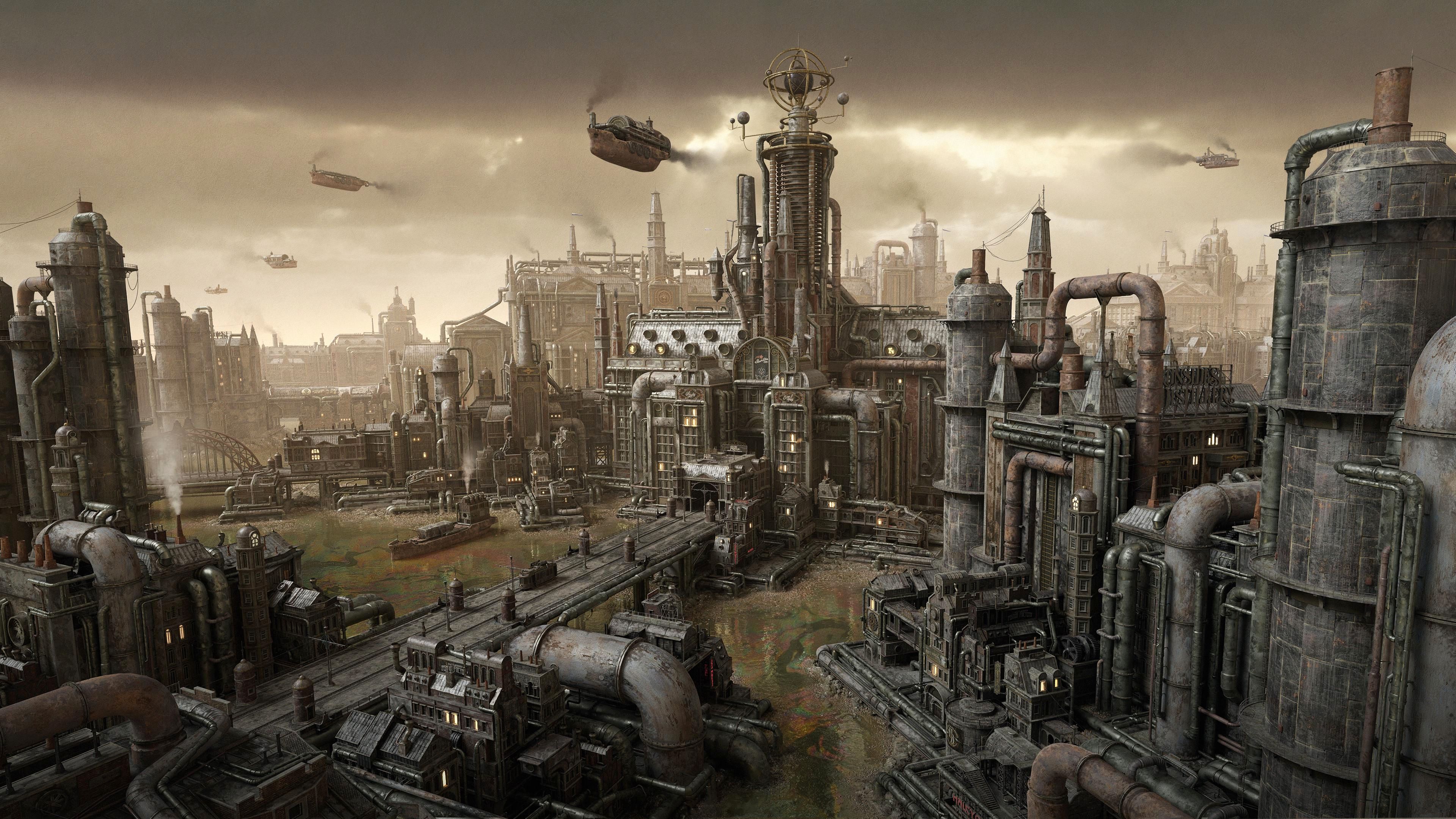 3840x2160 Wallpaper Diesel Punk Art, Dieselpunk, Steampunk, Art, Kitbash3D, Background Free Image