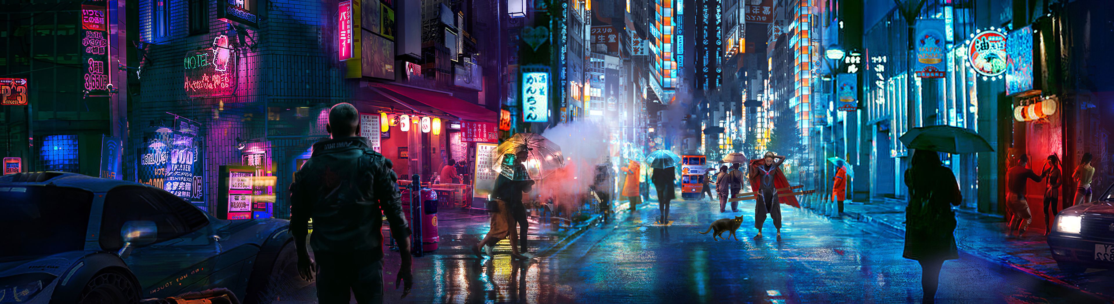 3840x1050 Punk Night Street 4k Wallpaper, HD Artist Wallpaper, 4k Wallpaper, Image, Background, Photos and Picture