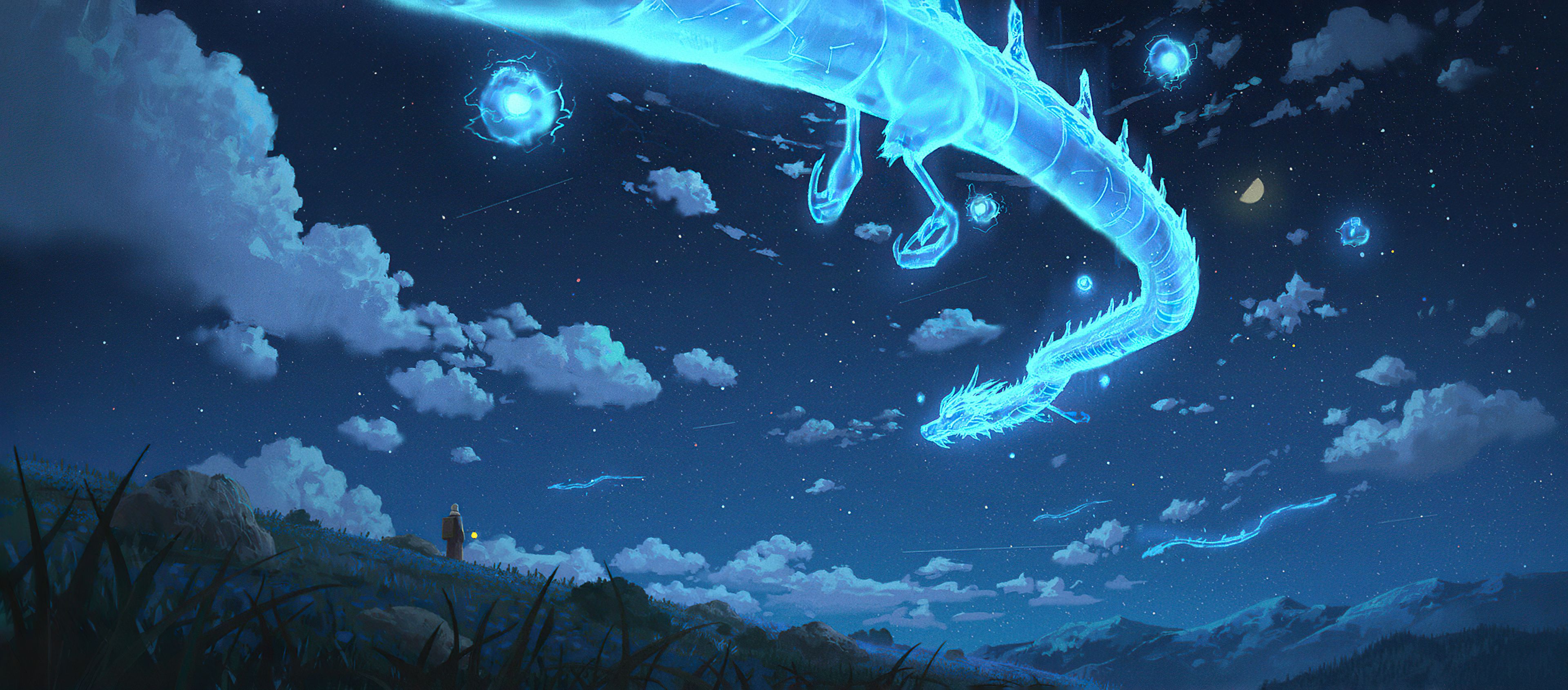 3840x1690 Ghost Loong Dragon Wallpaper, HD Artist Wallpaper, 4k Wallpaper, Image, Background, Photos and Picture
